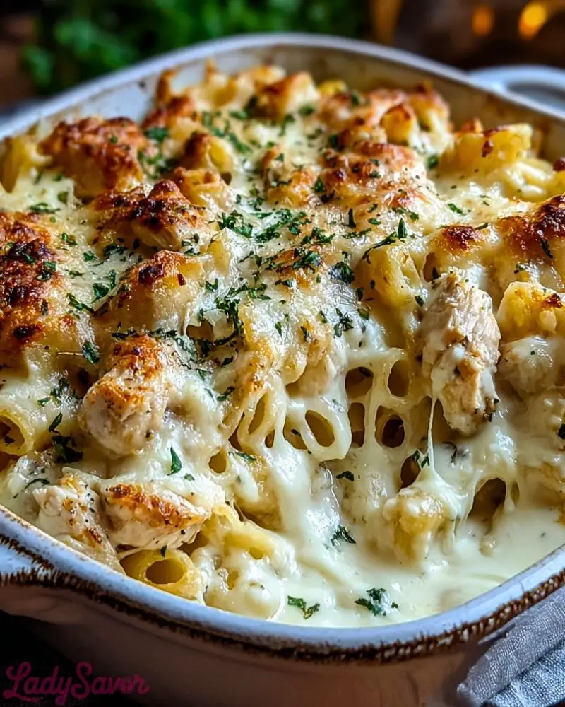 Easy Chicken Alfredo Casserole