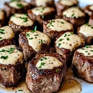 Garlic Butter Steak Bites with Parmesan Cream Sauce