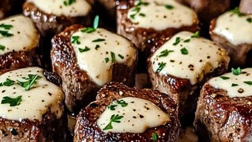 Garlic Butter Steak Bites with Parmesan Cream Sauce
