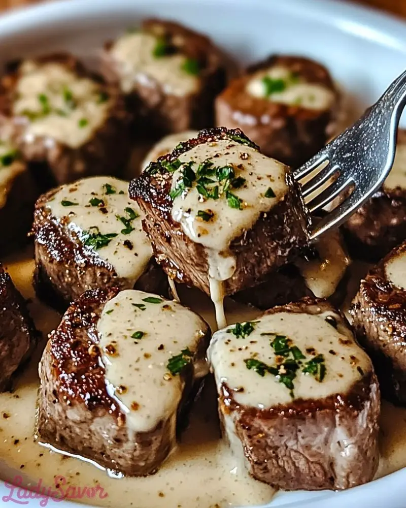 Garlic Butter Steak Bites with Parmesan Cream Sauce2