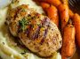 Garlic Herb Chicken with Creamy Mash Roasted Carrots