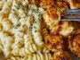 Garlic Parmesan Chicken Bites with Creamy Rotini