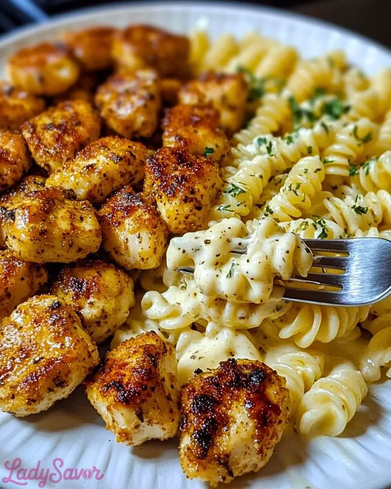 Garlic Parmesan Chicken Bites with Creamy Rotini Garlic Parmesan Chicken Bites with Creamy Rotini2