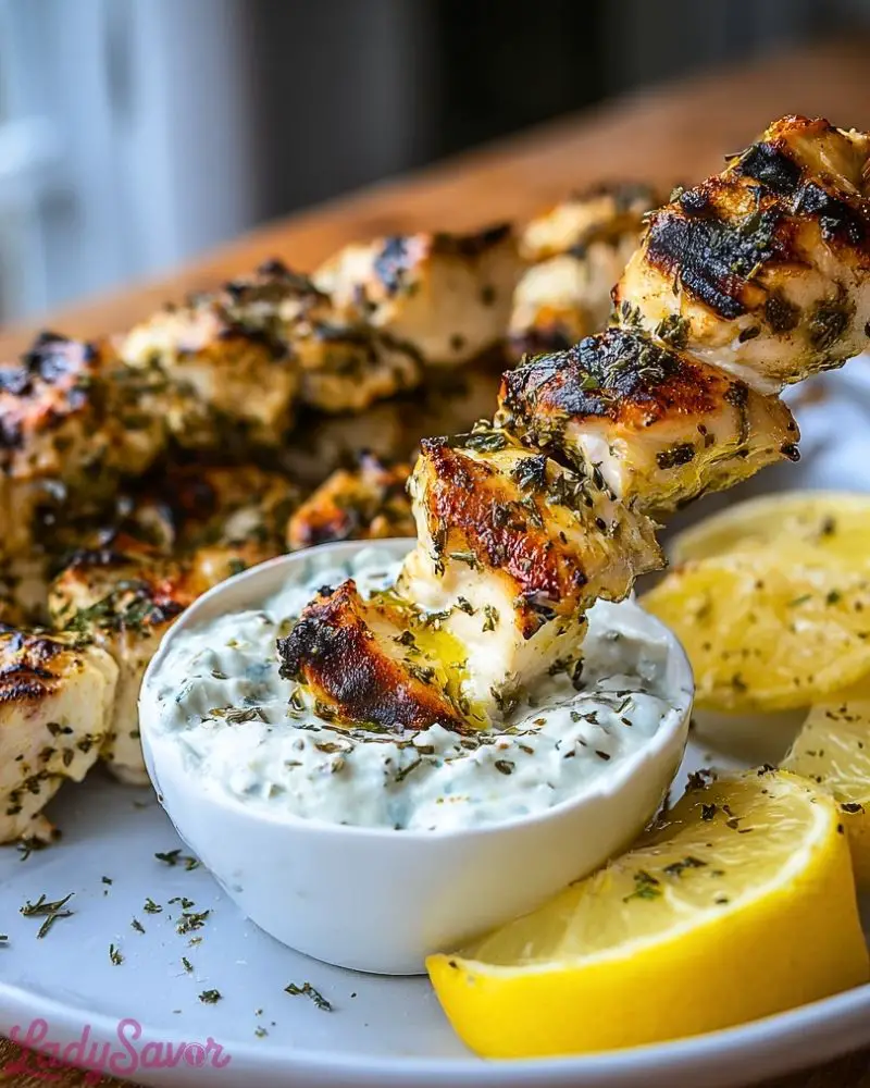 Greek Lemon Chicken Skewers with Tzatziki Sauce2