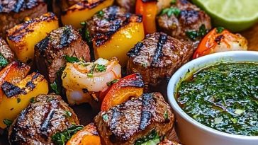 Grilled Surf Turf Skewers with Chimichurri
