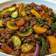 Mediterranean Ground Beef and Veggie Stir Fry