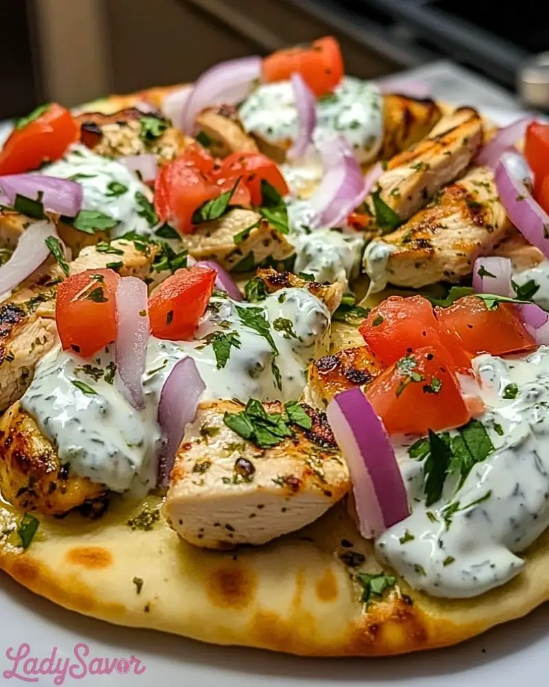 Mediterranean Tzatziki Chicken Naan Pizza Mediterranean Tzatziki Chicken Naan Pizza2