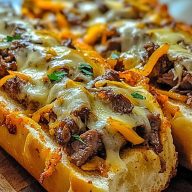 Philly Cheesesteak Cheesy Bread