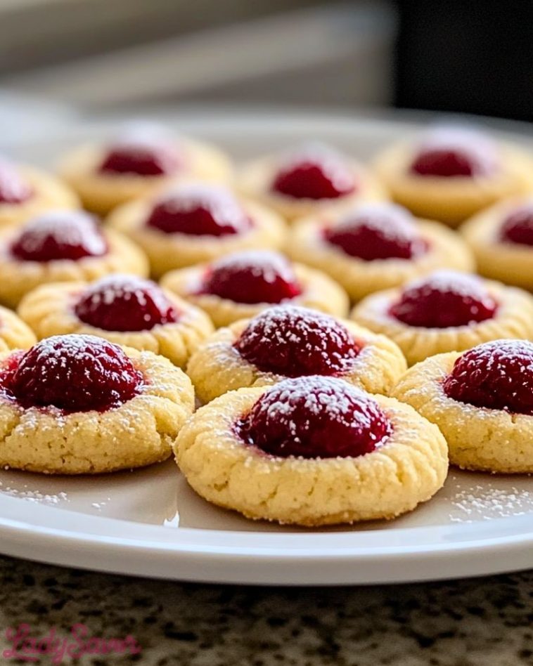 Raspberry Cheesecake Thumbprint Cookies