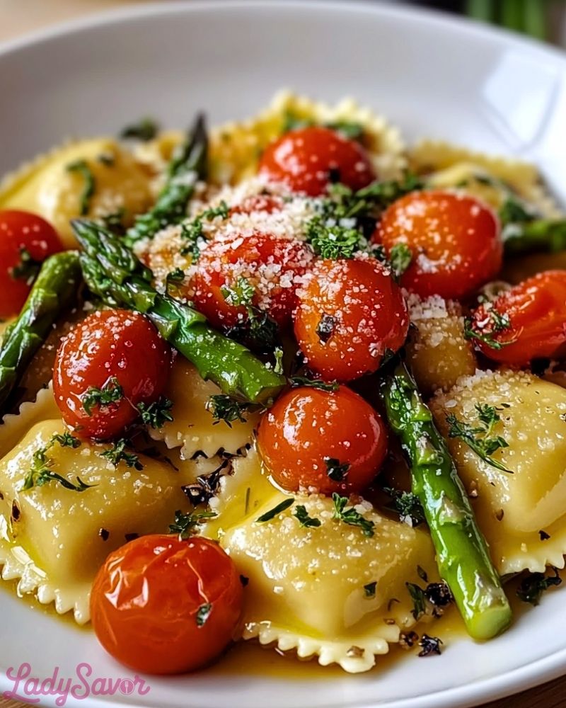 Ravioli with Tomatoes, Asparagus, Garlic, and Herbs Ravioli with Tomatoes Asparagus Garlic and Herbs2
