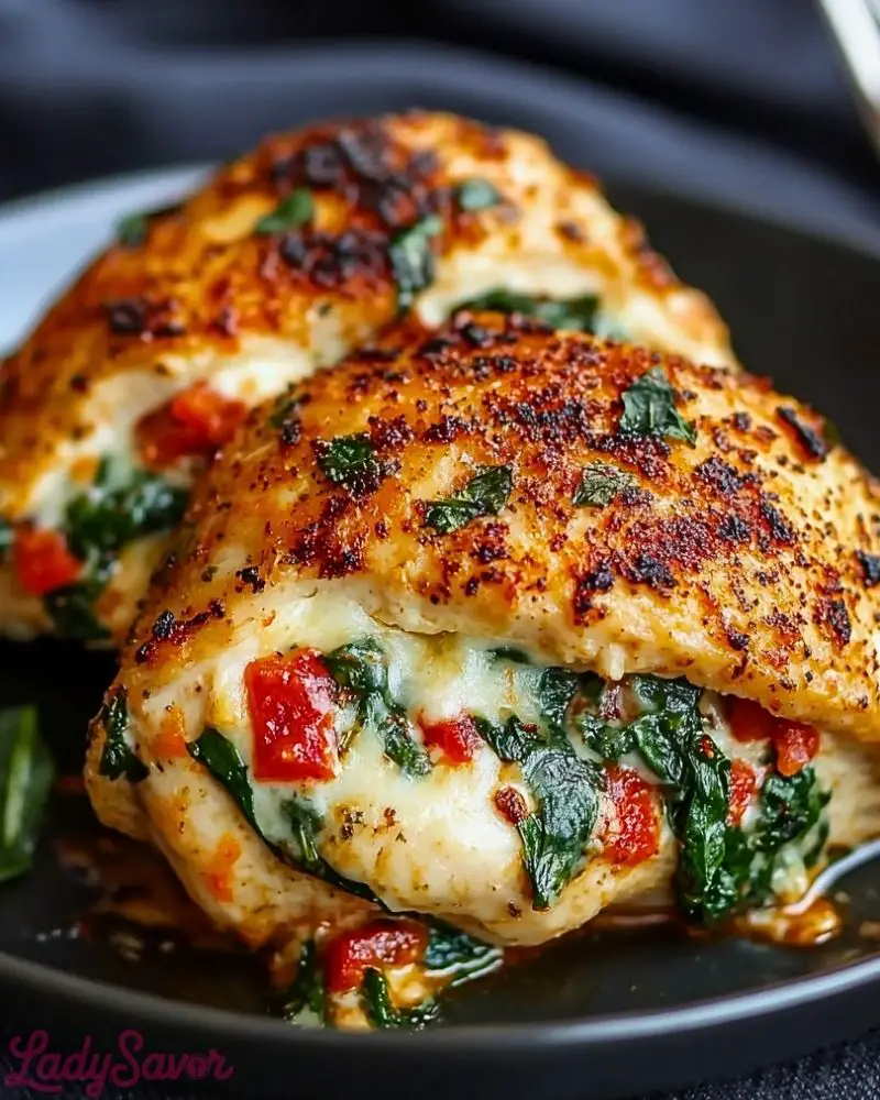 Roasted Red Pepper Spinach Mozzarella Stuffed Chicken Roasted Red Pepper Spinach Mozzarella Stuffed Chicken2