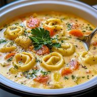 Slow Cooker Creamy Tortellini Soup