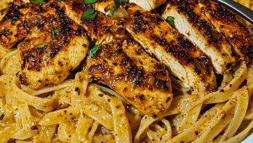Spicy Cajun Chicken Linguine in Creamy Garlic Parmesan Sauce