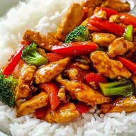 Spicy Garlic Chicken Stir Fry with Rice