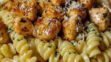 Twisted Pasta with Honey Garlic Chicken and Parmesan Cream