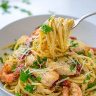 Chicken and Shrimp Carbonara