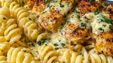 Creamy Garlic Parmesan Chicken and Cheesy Twisted Pasta Recipe