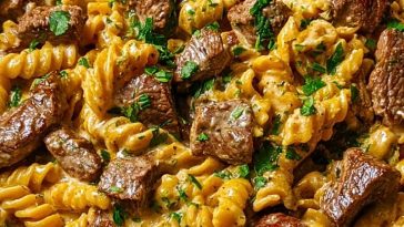 Creamy Spicy Garlic Butter Steak and Pasta Recipe