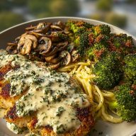 Creamy Spinach Artichoke Greek Chicken Alfredo Recipe