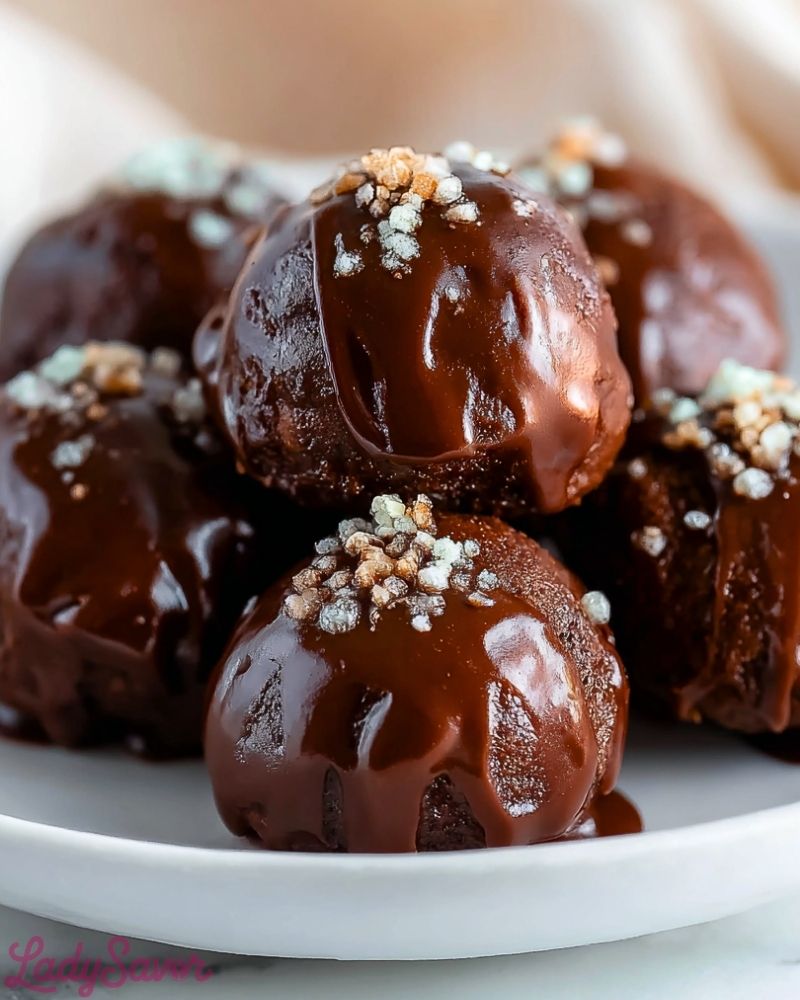 Glazed Chocolate Donut Holes Glazed Chocolate Donut Holes