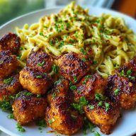 Maple Garlic Chicken Bites with Spicy Cajun Alfredo