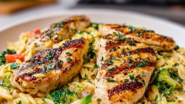 Mediterranean Creamy Chicken Orzo