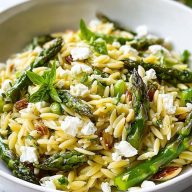 Orzo with Asparagus Feta