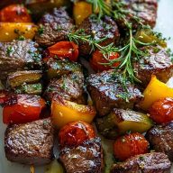 Rosemary Garlic Steak Kebabs