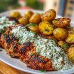 Spicy Yogurt Marinated Chicken with Dill Feta Cream Crispy Baby Potatoes2