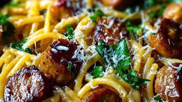 Sticky Honey Garlic Sausage Pasta Skillet