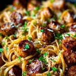 Sticky Honey Garlic Sausage Pasta Skillet Sticky Honey Garlic Sausage Pasta Skillet2