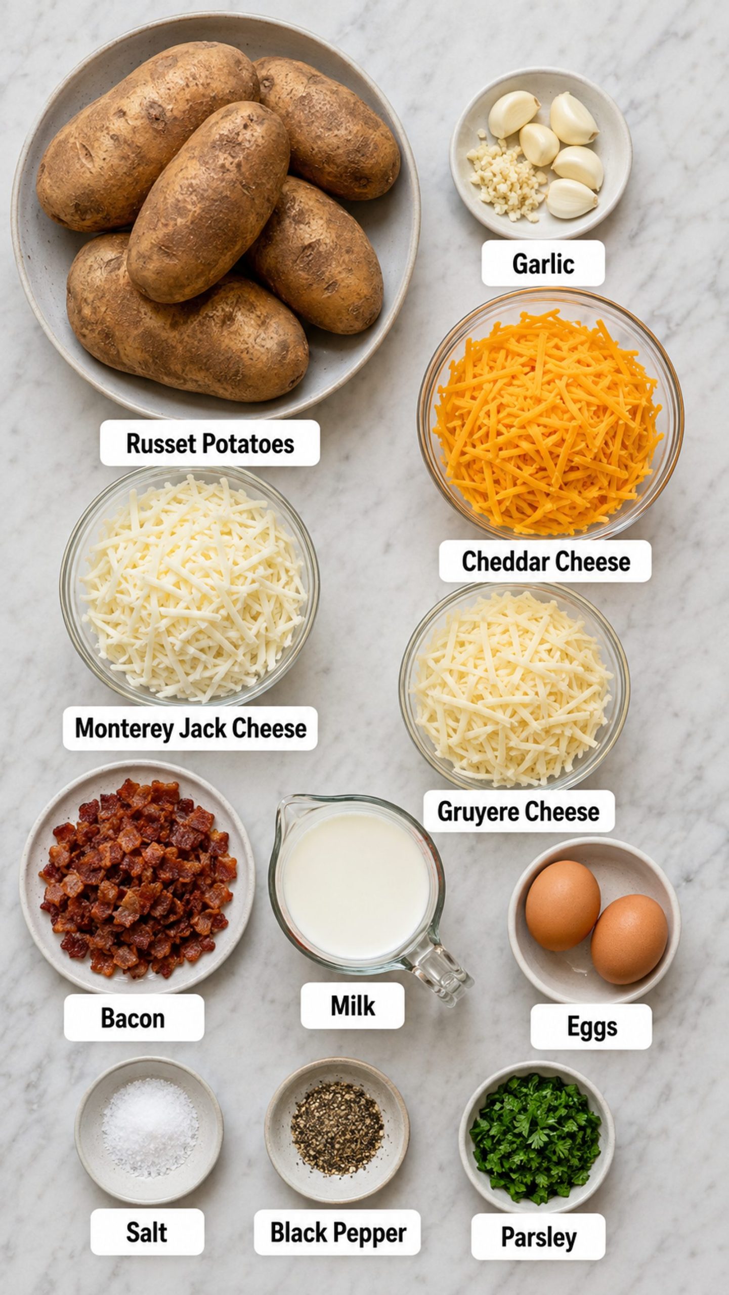 Loaded Baked Potato Casserole ingredients