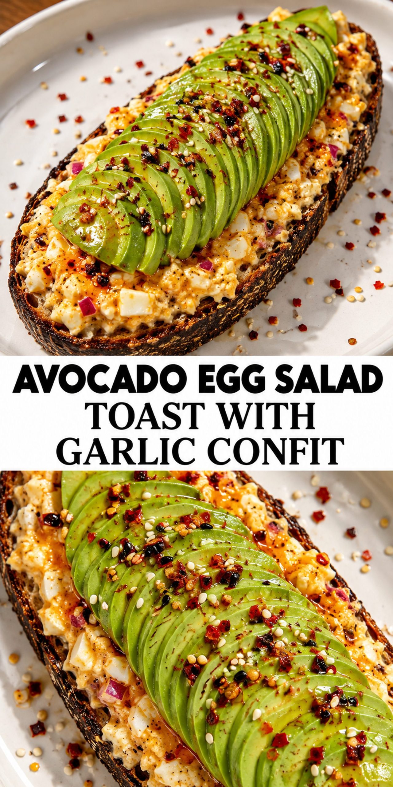 Avocado Egg Salad Toast with Garlic Confit