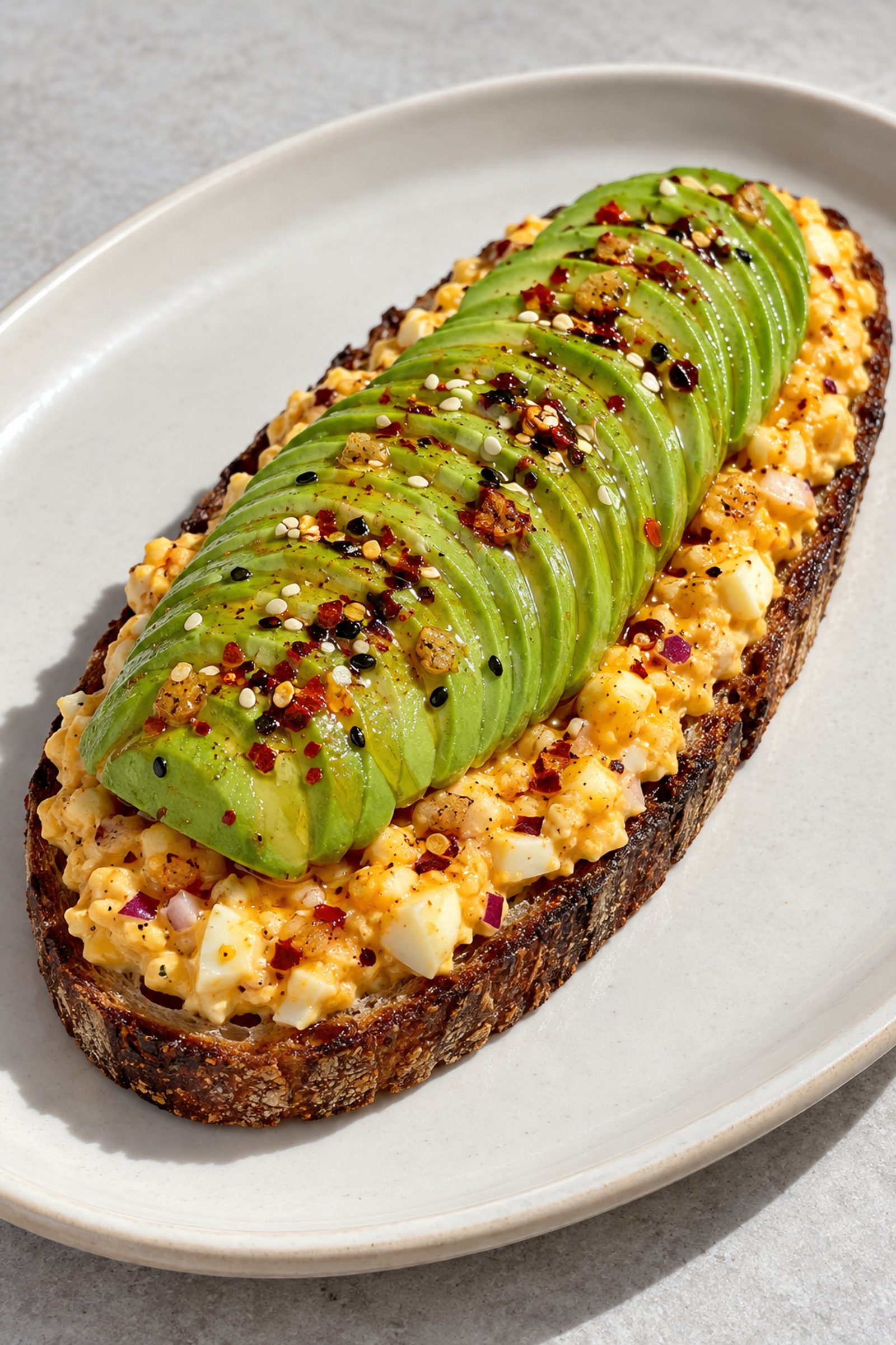 Avocado Egg Salad Toast with Garlic Confit