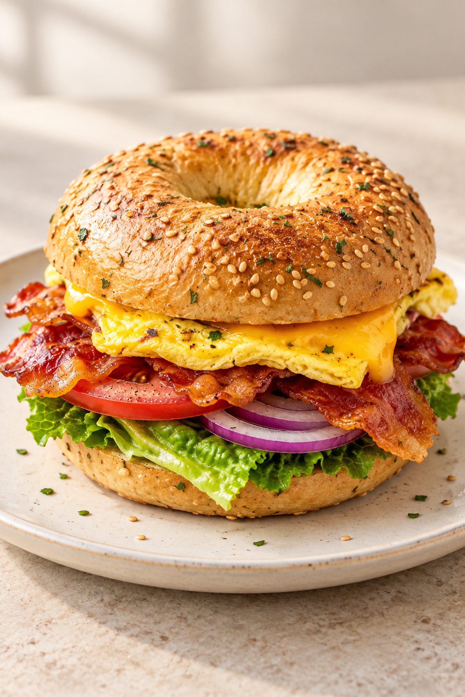 Bacon Egg and Cheese Bagel Sandwich