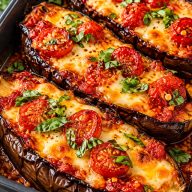 Baked Eggplant with Tomatoes and Mozzarella
