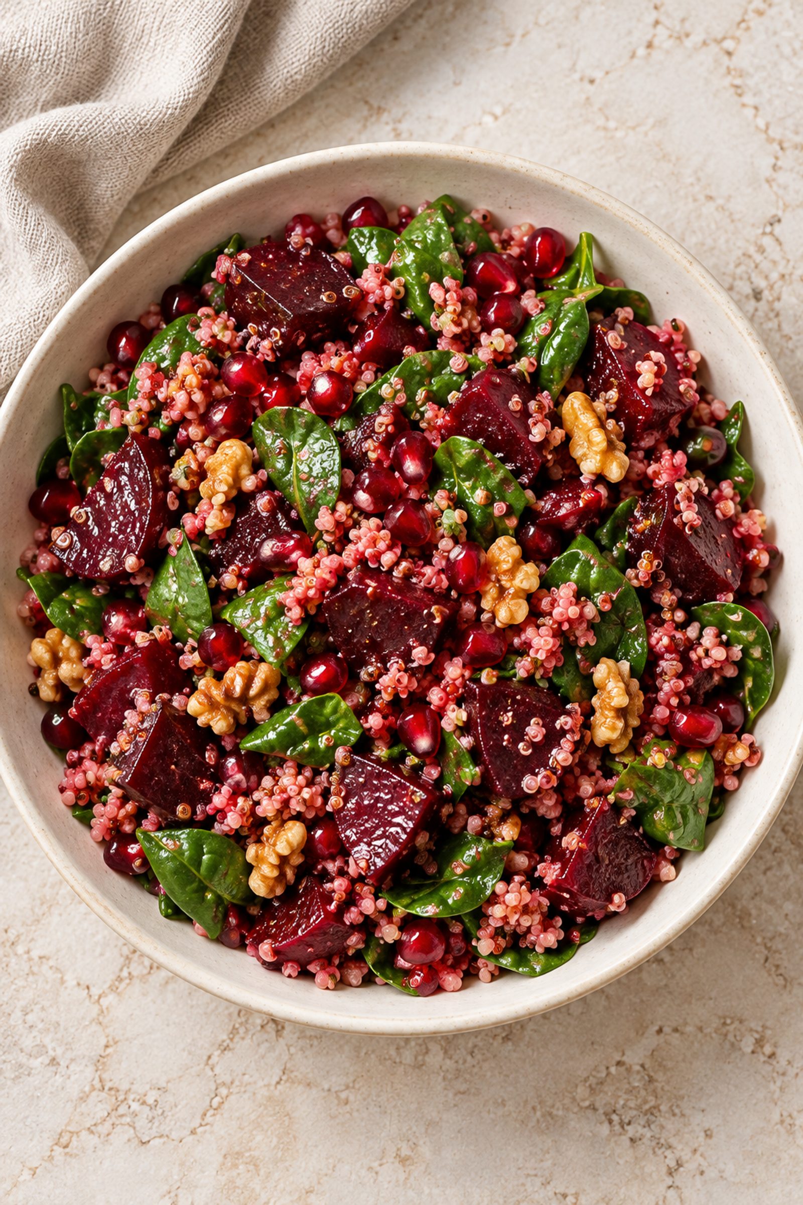 Beet Salad with Quinoa and Spinach