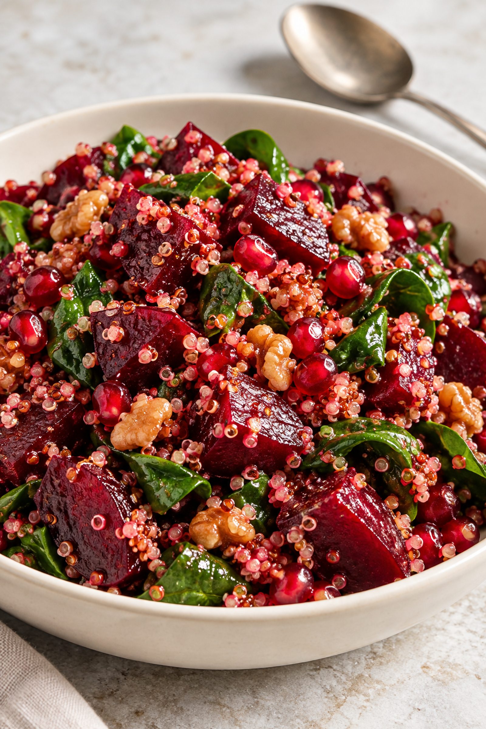 Beet Salad with Quinoa and Spinach
