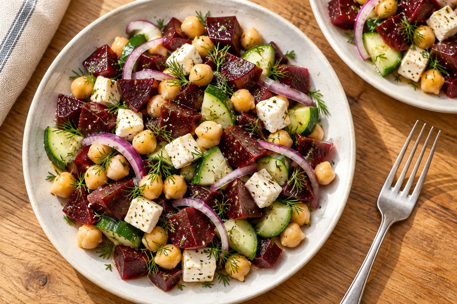 Beetroot Chickpea Salad with Feta