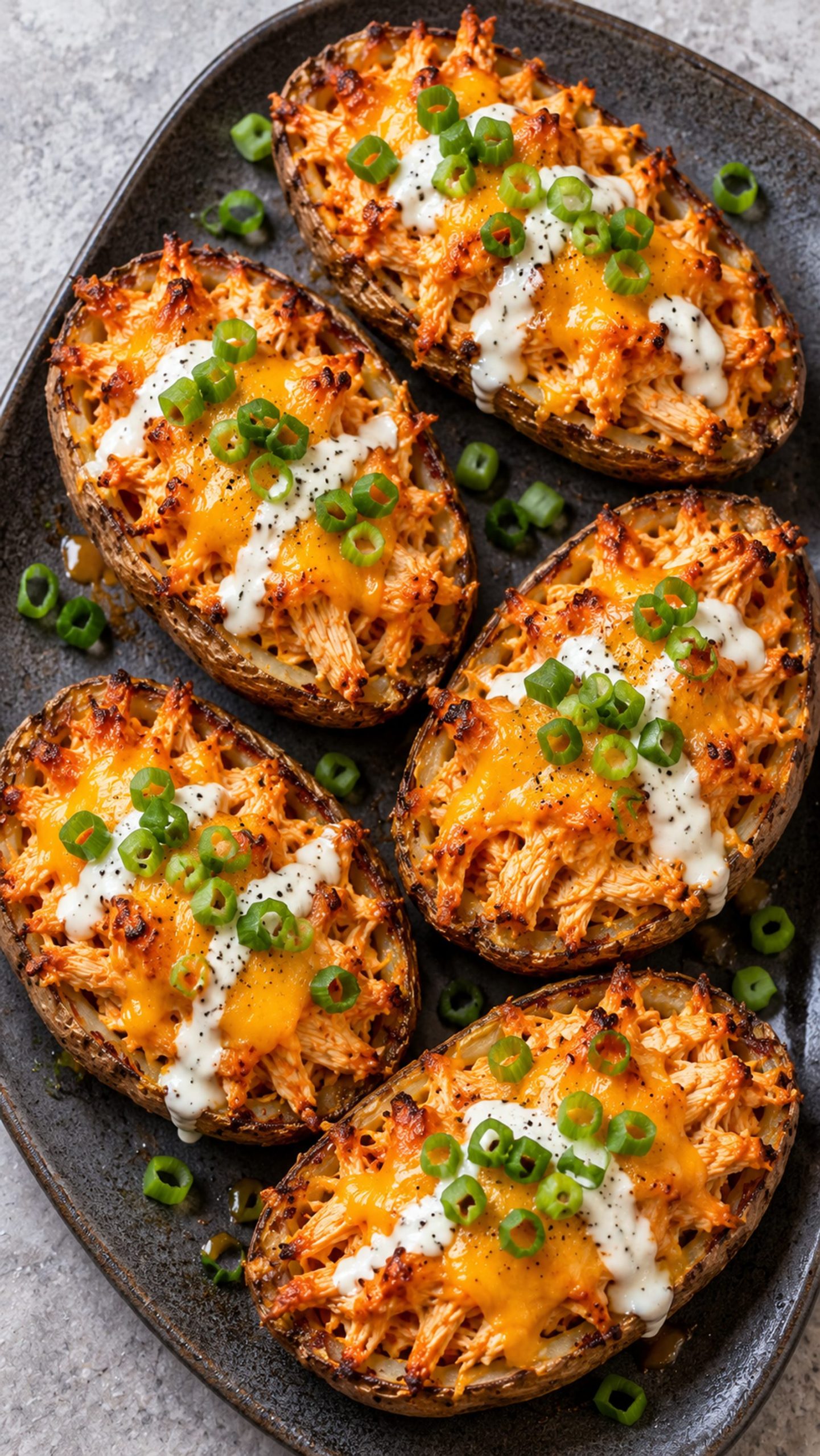Buffalo Chicken Loaded Potato Skins