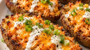 Buffalo Chicken Loaded Potato Skins