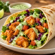 Buffalo Chicken Wrap with Cilantro Lime Aioli