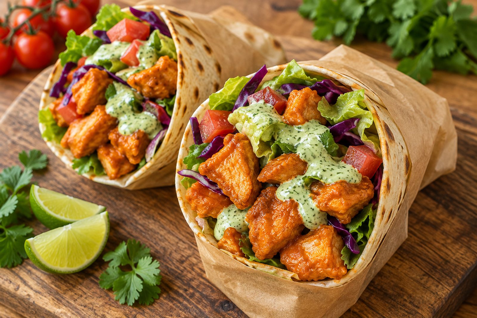 Buffalo Chicken Wrap with Cilantro Lime Aioli