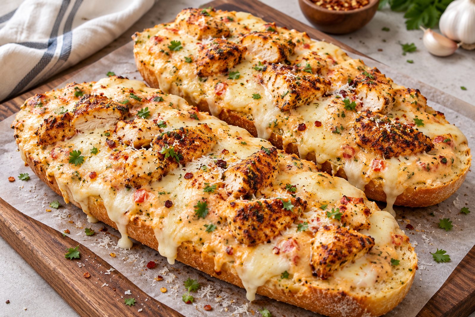 Cajun Chicken Garlic Bread