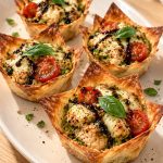 Caprese Pesto Chicken Crunch Cups