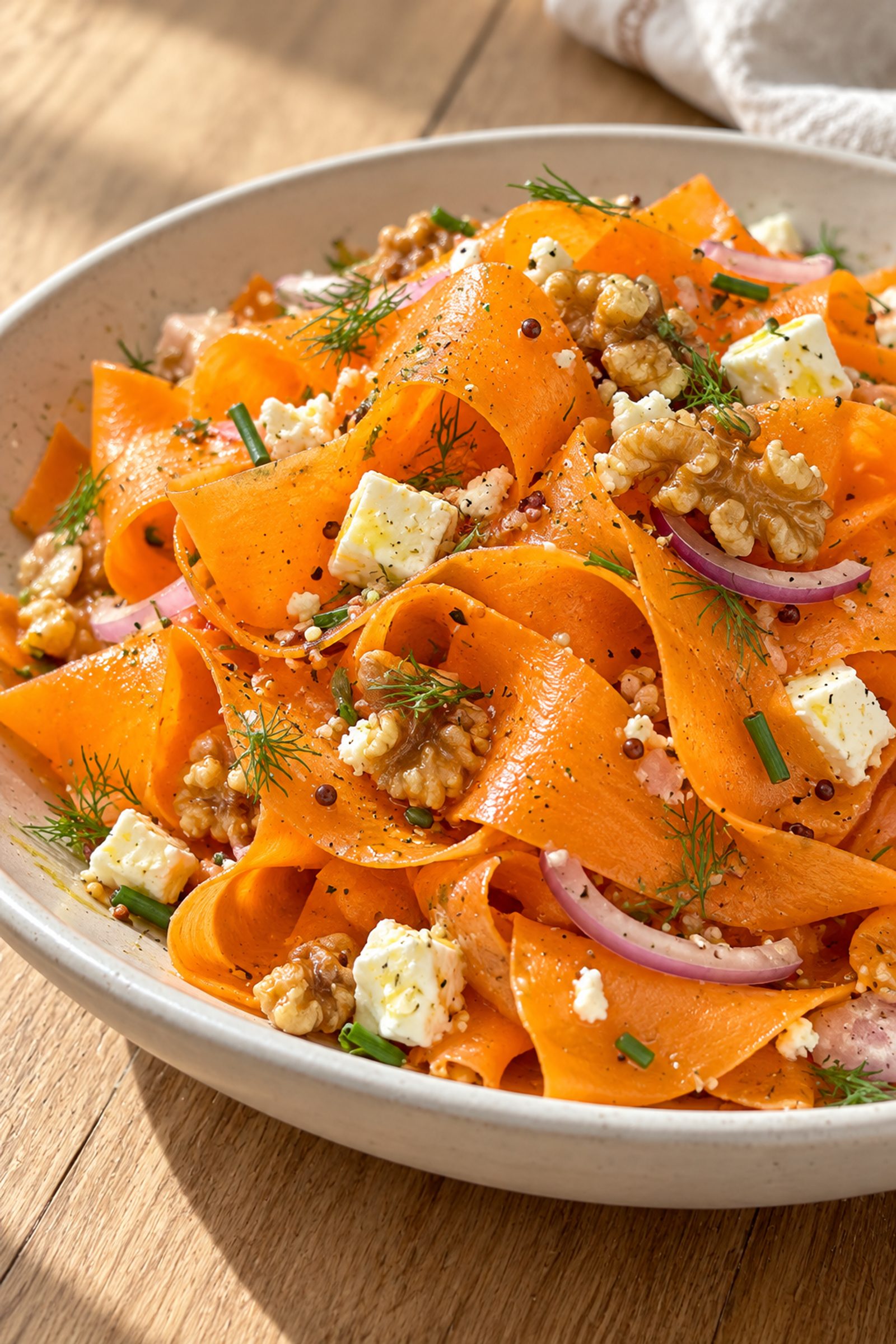 Carrot Ribbon Salad with Feta and Walnuts