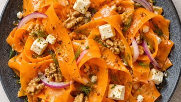 Carrot Ribbon Salad with Feta and Walnuts