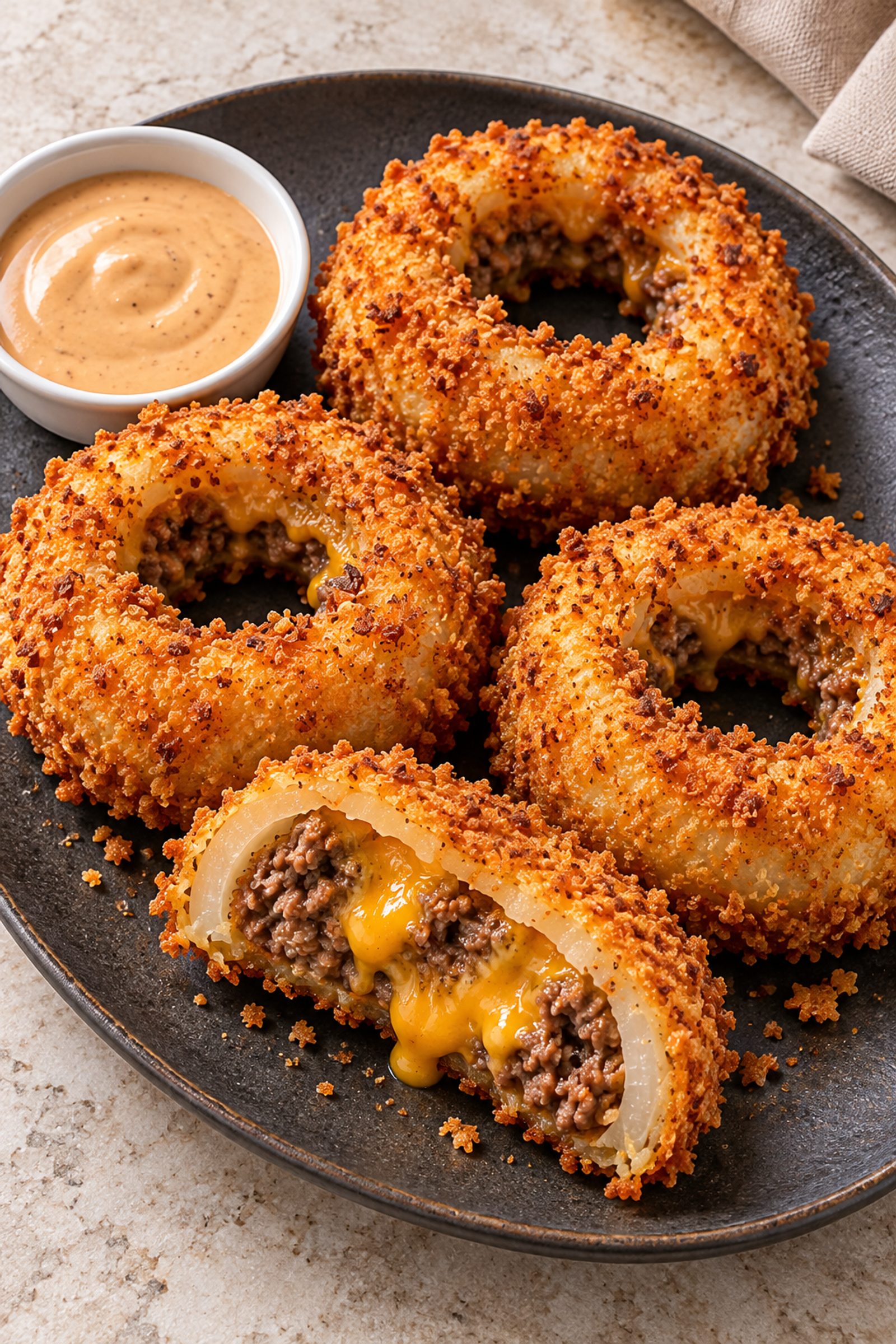 Cheeseburger Stuffed Onion Rings