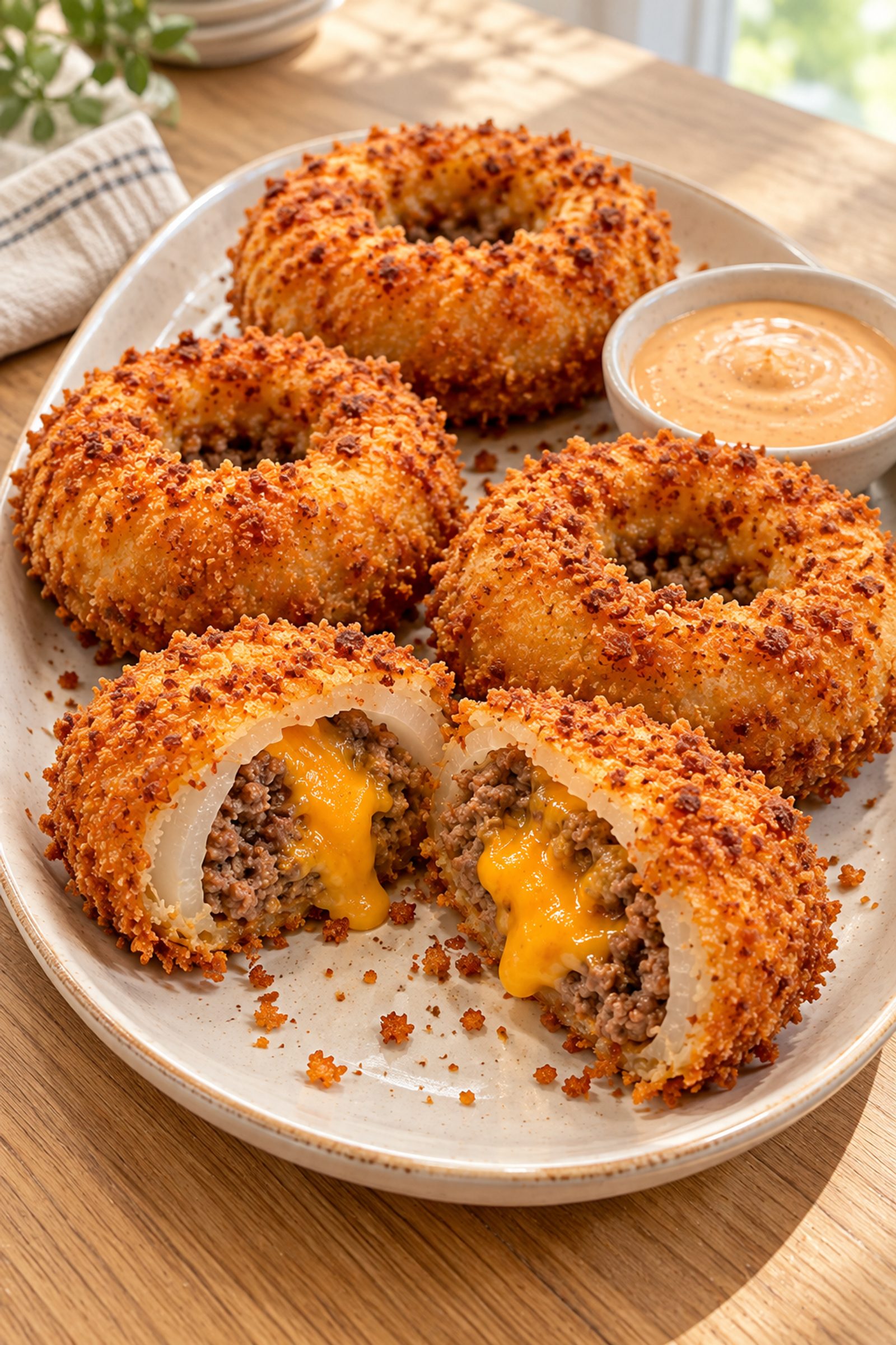 Cheeseburger Stuffed Onion Rings Cheeseburger Stuffed Onion Rings