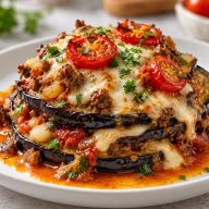 Cheesy Beef & Eggplant Lasagna